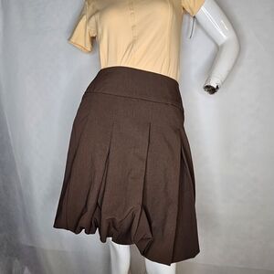 Metro 7 Brown Pleated Bubble Women's Skirt Size 14